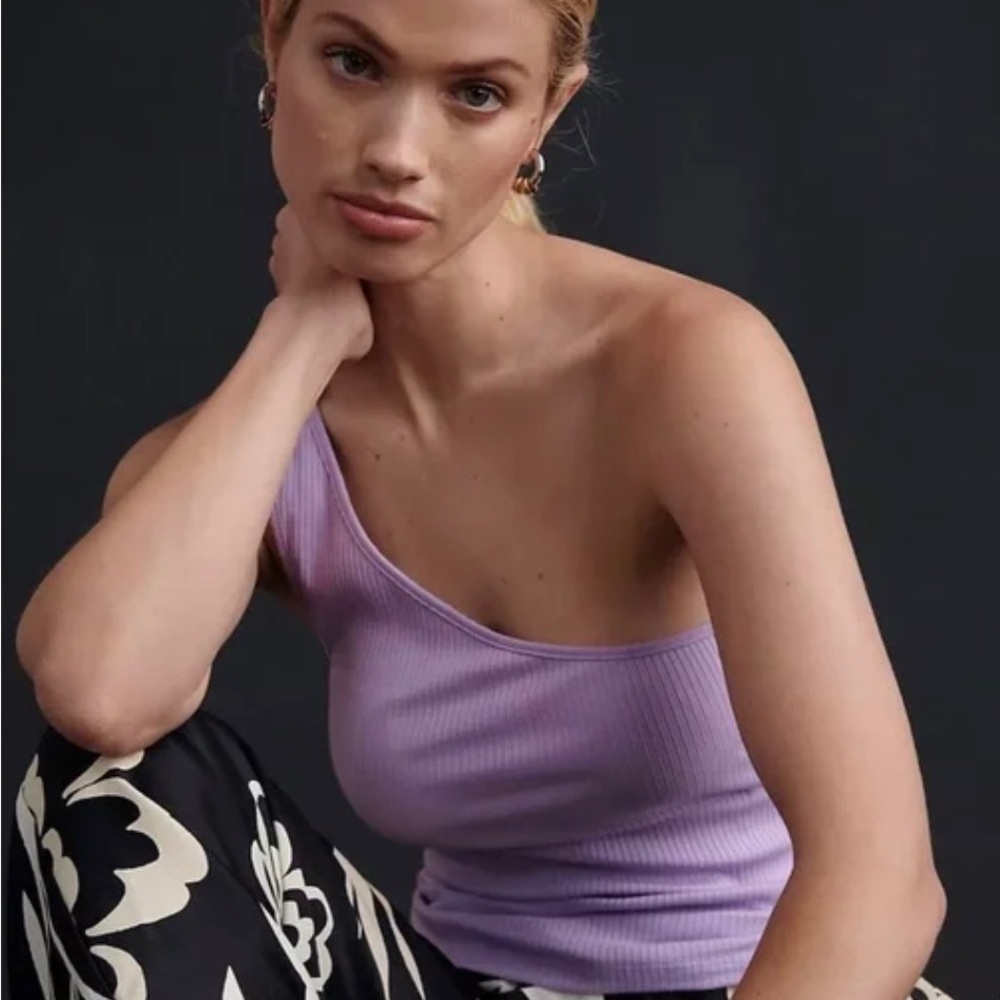 Anthropologie One Shoulder Lilac Tank